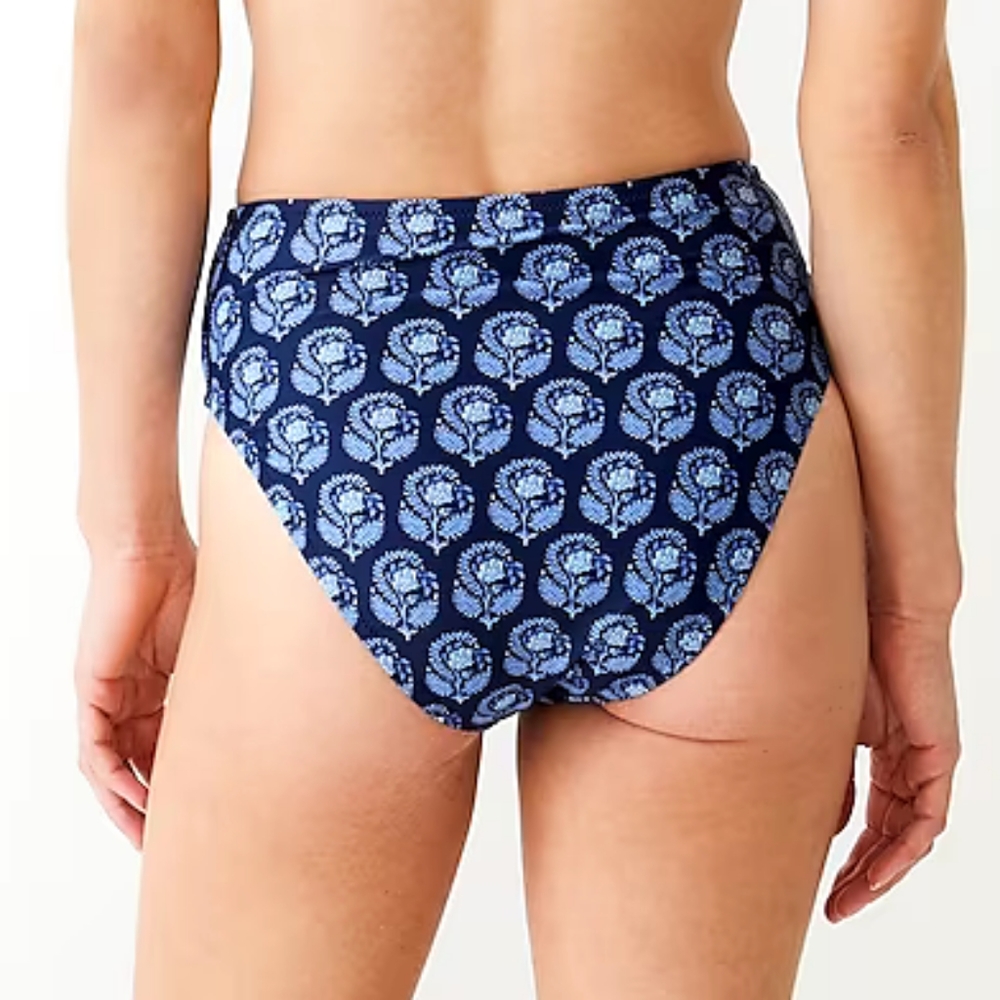J.Crew plus floral moderate coverage high rise bikini bottoms, 2XL, blue - Picture 3 of 9